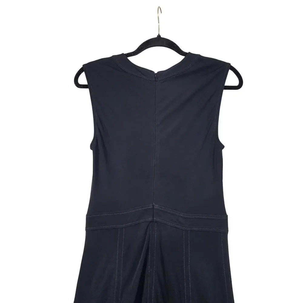 Tory Burch Womens Aubrey Dress Sze XS Black Pleated Trumpet Skirt Sleeveless NWT